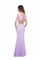 Achat Lilas Colonne Col rond Mousseline Longue Robes demoiselle d'honneur