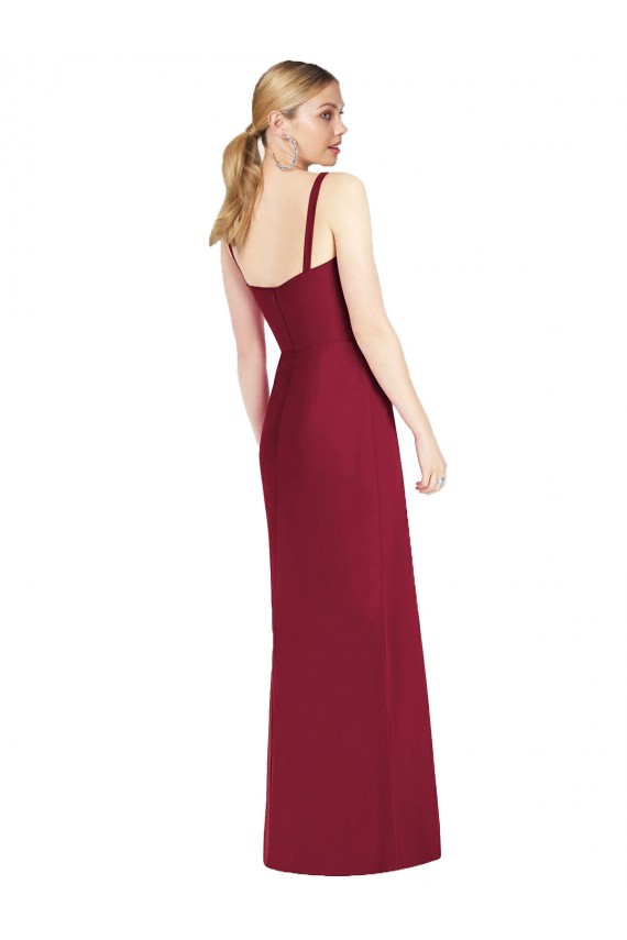 Achat Lilas Sirène Bretelles spaghetti Col V Sans bretelle Mousseline Longue Robes demoiselle d'honneur