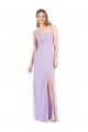 Achat Lilas Sirène Bretelles spaghetti Col V Sans bretelle Mousseline Longue Robes demoiselle d'honneur