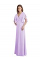 Achat Lilas Trapèze Col V Mousseline Longue Robes demoiselle d'honneur
