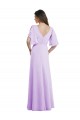 Achat Lilas Trapèze Col V Mousseline Longue Robes demoiselle d'honneur
