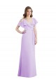 Achat Lilas Trapèze Col V Mousseline Longue Robes demoiselle d'honneur