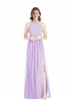 Achat Lilas Trapèze Licou Mousseline Longue Robes demoiselle d'honneur