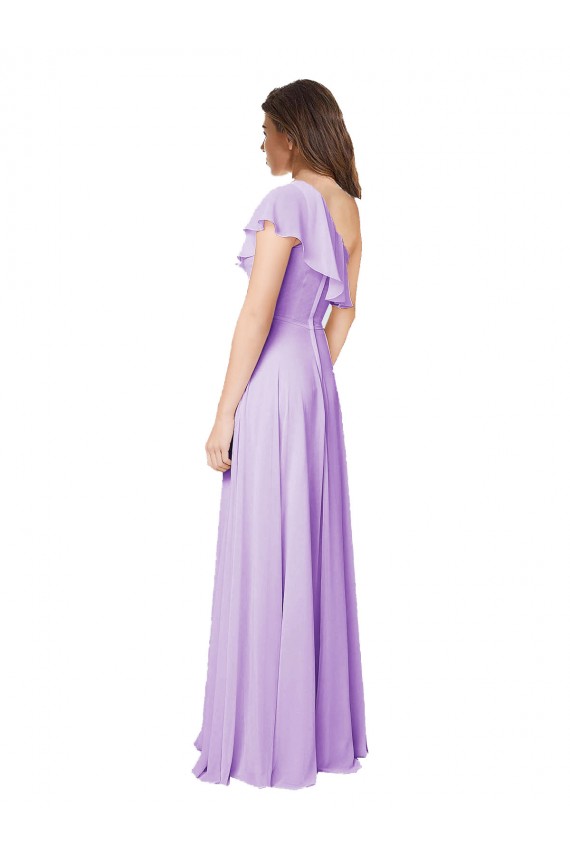Achat Lilas Trapèze Mousseline Longue Robes demoiselle d'honneur