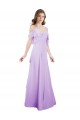 Achat Lilas Trapèze Épaule Dénudée Bretelles spaghetti Mousseline Longue Robes demoiselle d'honneur