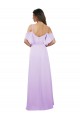 Achat Lilas Trapèze Épaule Dénudée Bretelles spaghetti Mousseline Longue Robes demoiselle d'honneur