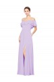Achat Lilas Trapèze Épaule Dénudée Sans bretelle Mousseline Longue Robes demoiselle d'honneur