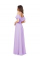 Achat Lilas Trapèze Épaule Dénudée Sans bretelle Mousseline Longue Robes demoiselle d'honneur