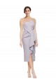 Achat Lilas arctique Fourreau Sans bretelle midi Crêpe Stretch Courte Asymétrique Robes demoiselle d'honneur / Robes de soirée / Robes de cocktail