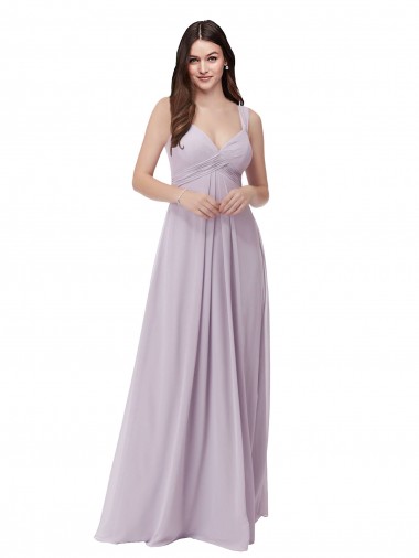 Achat Lueur rose Trapèze Col V Mousseline Longue Robes demoiselle d'honneur