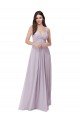 Achat Lueur rose Trapèze Col V Mousseline Longue Robes demoiselle d'honneur