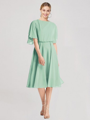 Achat Menthe verte Trapèze Mousseline Courte Robes demoiselle d'honneur