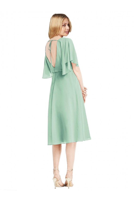 Achat Menthe verte Trapèze Mousseline Courte Robes demoiselle d'honneur