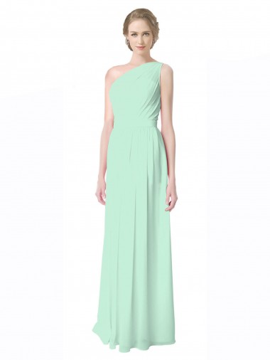 Achat Menthe verte Trapèze Mousseline Longue Robes demoiselle d'honneur