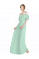 Achat Menthe verte Trapèze Épaule Dénudée Bretelles spaghetti Mousseline Longue Robes demoiselle d'honneur