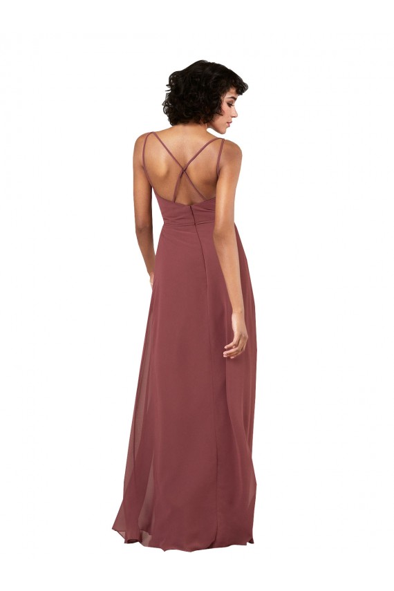 Achat Noir Colonne Col V Mousseline Longue Formelles Robes demoiselle d'honneur / Robes de soirée