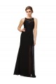 Achat Noir Fourreau Col Haut Mousseline Dentelle Longue Robes demoiselle d'honneur