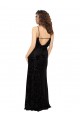 Achat Noir Fourreau Col V Velours Floral Velours Stretch Longue Robes demoiselle d'honneur