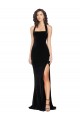 Achat Noir Fourreau Licou Col Haut Velours Stretch Longue Robes demoiselle d'honneur / Robes de bal