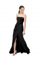 Achat Noir Fourreau Sans bretelle Crêpe Stretch Longue Formelles Robes demoiselle d'honneur / Robes de soirée / Robes de bal