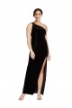 Achat Noir Fourreau Velours Stretch Longue Formelles Robes demoiselle d'honneur / Robes de soirée / Robes de bal