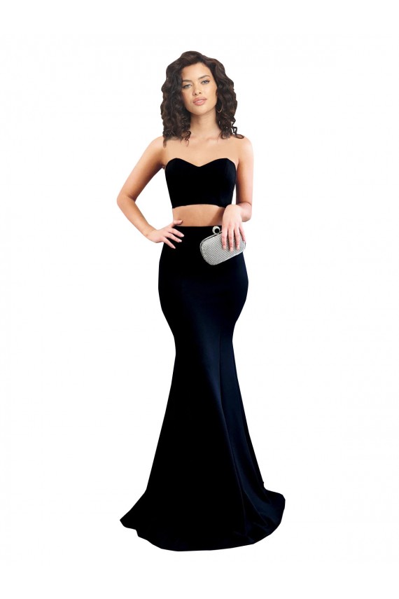 Achat Noir Sirène Col Haut Crêpe Stretch Longue Formelles Robes demoiselle d'honneur / Robes de soirée / Robes de bal