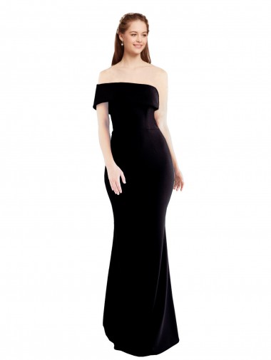 Achat Noir Sirène Crêpe Stretch Longue Formelles Robes demoiselle d'honneur / Robes de soirée / Robes de bal