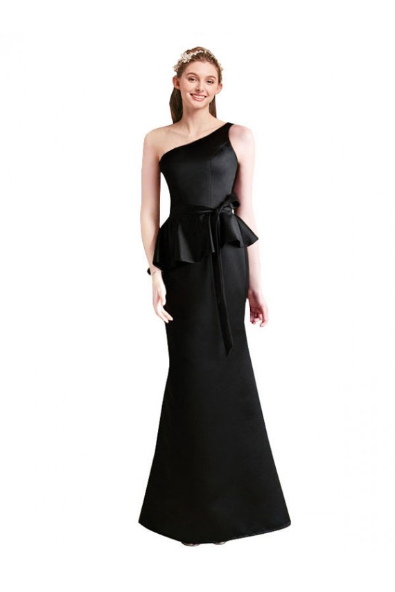 Achat Noir Sirène Satiné Longue Robes demoiselle d'honneur