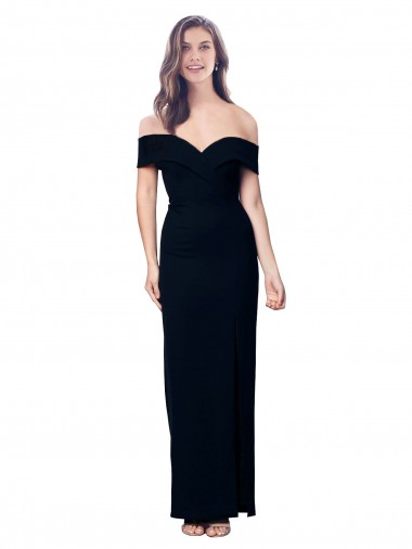 Achat Noir Sirène Épaule Dénudée Crêpe Stretch Longue Formelles Robes demoiselle d'honneur / Robes de soirée / Robes de bal
