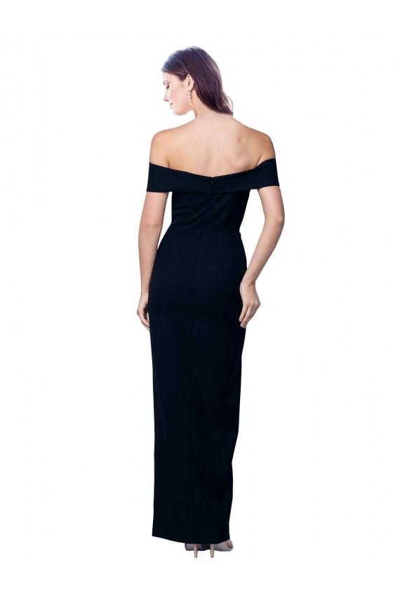 Achat Noir Sirène Épaule Dénudée Crêpe Stretch Longue Formelles Robes demoiselle d'honneur / Robes de soirée / Robes de bal