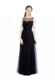 Achat Noir Trapèze Bateau Illusion Tulle Dentelle Longue Robes demoiselle d'honneur