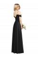 Achat Noir Trapèze Bretelles spaghetti Mousseline Longue Robes demoiselle d'honneur