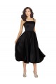Achat Noir Trapèze Col Carré Satiné Courte Robes demoiselle d'honneur / Robes de bal / Robes de cocktail