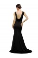 Achat Noir Trapèze Col V Balayage train Satiné Soyeux Longue Formelles Robes demoiselle d'honneur / Robes de soirée / Robes de bal