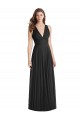 Achat Noir Trapèze Col V Mousseline Longue Robes demoiselle d'honneur