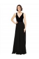 Achat Noir Trapèze Col V Mousseline Velours Longue Robes demoiselle d'honneur / Robes de bal