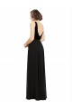 Achat Noir Trapèze Col V Mousseline Velours Longue Robes demoiselle d'honneur / Robes de bal