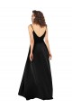 Achat Noir Trapèze Col V Satiné Soyeux Longue Asymétrique Formelles Robes demoiselle d'honneur / Robes de soirée / Robes de bal