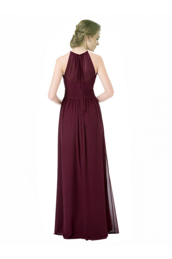 Achat Noir Trapèze Licou Mousseline Longue Robes demoiselle d'honneur