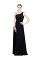 Achat Noir Trapèze Mousseline Longue Robes demoiselle d'honneur