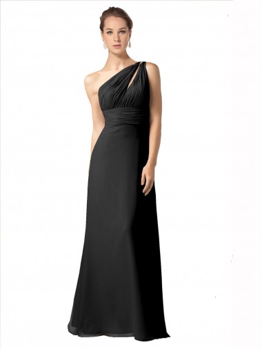 Achat Noir Trapèze Mousseline Longue Robes demoiselle d'honneur