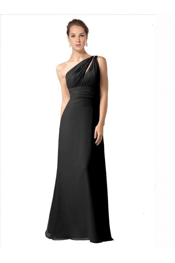 Achat Noir Trapèze Mousseline Longue Robes demoiselle d'honneur
