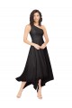 Achat Noir Trapèze Sans bretelle midi Mousseline Courte Asymétrique Robes demoiselle d'honneur / Robes de cocktail