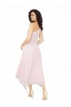 Achat Noir Trapèze Sans bretelle midi Mousseline Courte Asymétrique Robes demoiselle d'honneur / Robes de cocktail