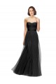 Achat Noir Trapèze Tulle Longue Robes demoiselle d'honneur