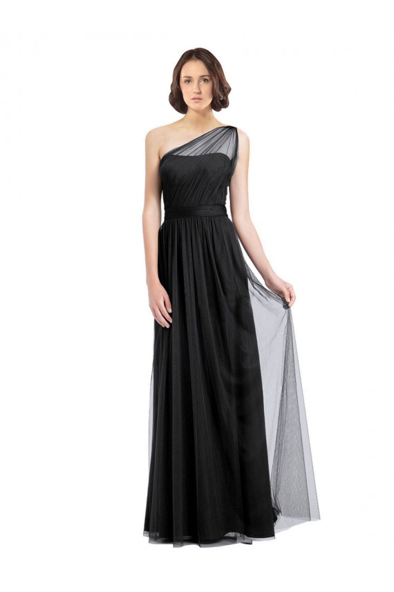 Achat Noir Trapèze Tulle Longue Robes demoiselle d'honneur