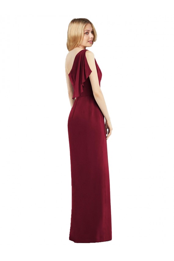 Achat Olive verte Trompette Mousseline Longue Robes demoiselle d'honneur
