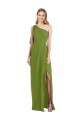 Achat Olive verte Trompette Mousseline Longue Robes demoiselle d'honneur
