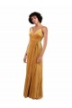 Achat Or Colonne Col V Velours Stretch Longue Formelles Robes demoiselle d'honneur / Robes de soirée / Robes de bal