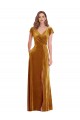 Achat Or Fourreau Col V Velours Stretch Longue Formelles Robes demoiselle d'honneur / Robes de soirée / Robes de bal